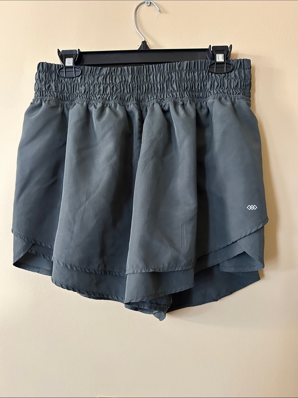 Smocked-Waist Athletic Shorts in Charcoal Gray